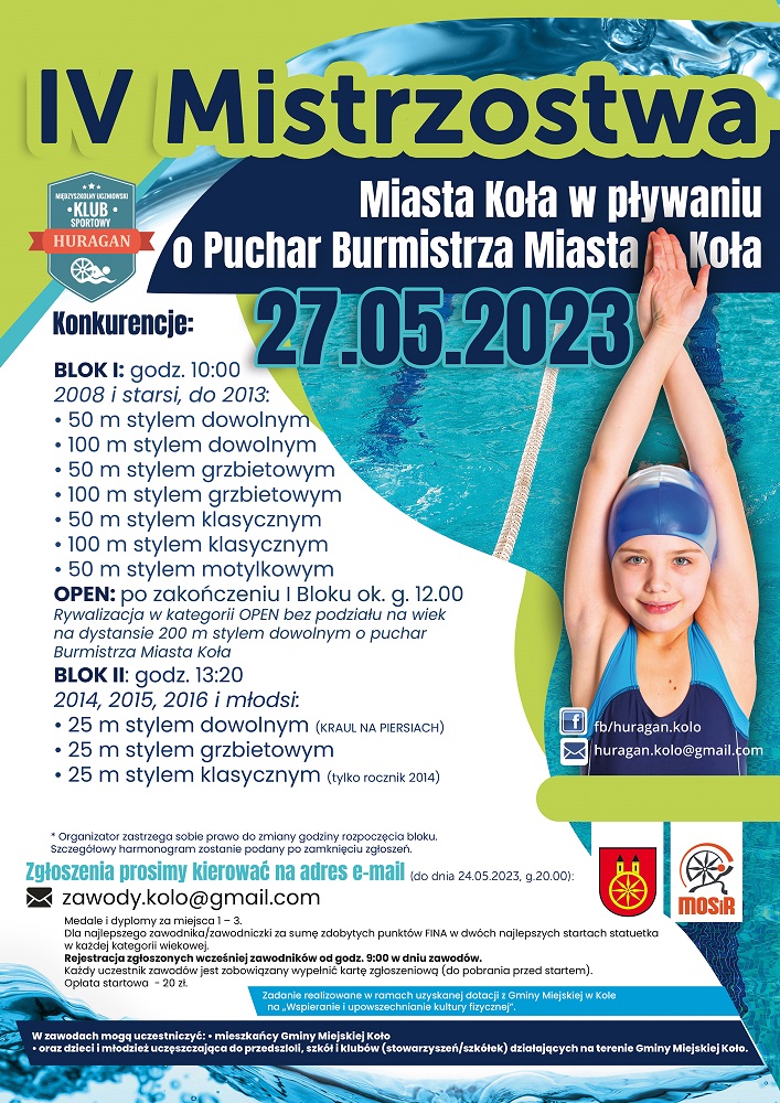 plakat zawody pływackie